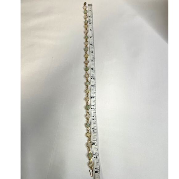 Vintage Topaz and Jade Bead and Chain Necklace Gold Tone - Picture 3 of 4